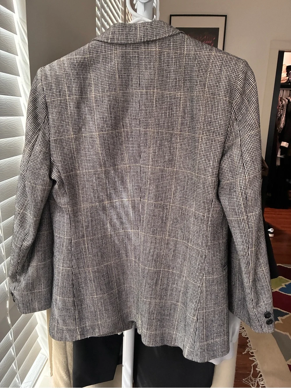 Dior Vintage Black and Gray Glen Plaid Double-Breasted Blazer
